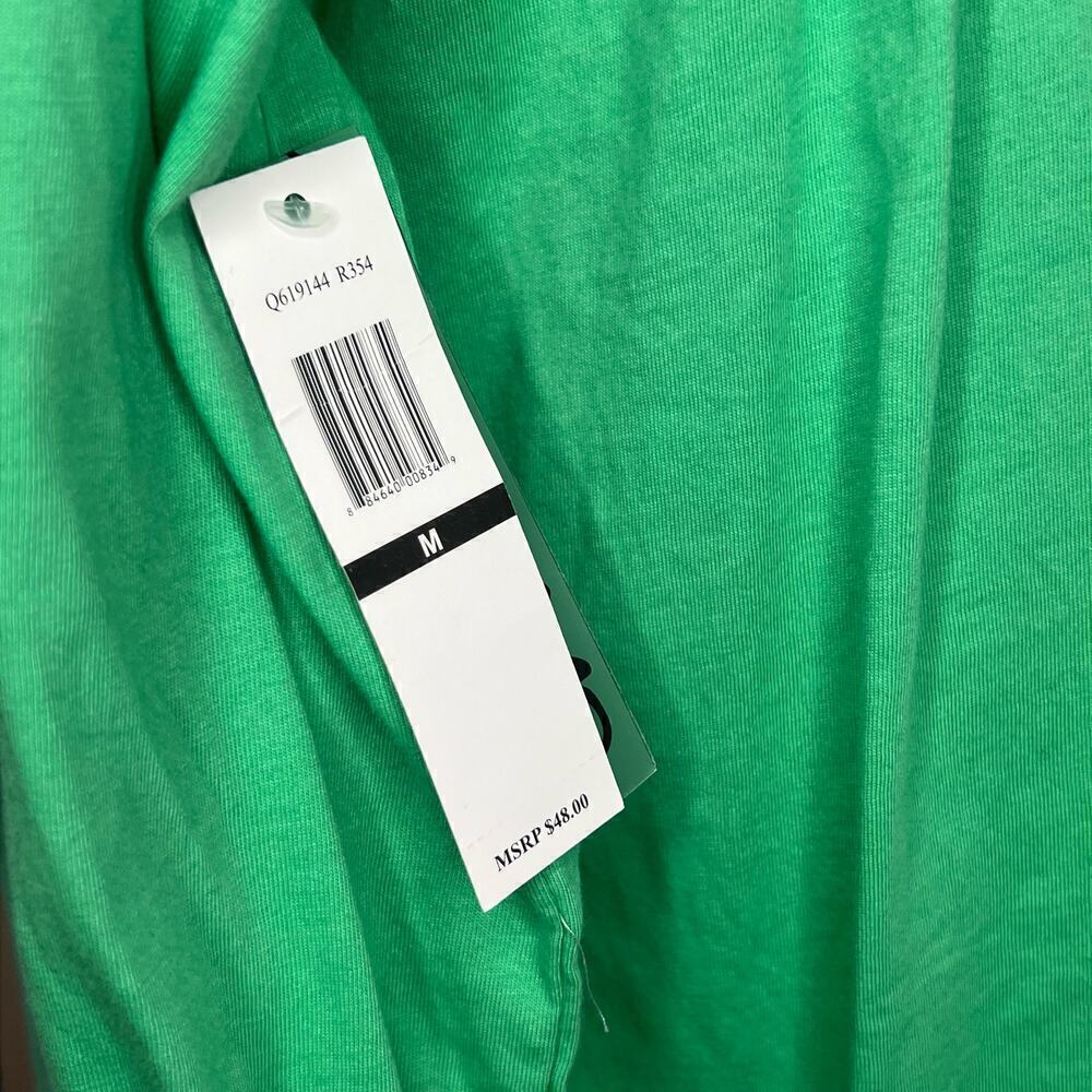 RXB Embroidered Cotton Shirt Flowy Boho Green Medium M 3/4 Quarter Sleeve NWT - Picture 5 of 9
